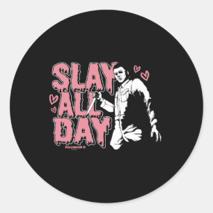 Halloween 2 Valentine's Day Michael Myers Slay All Classic Round Sticker