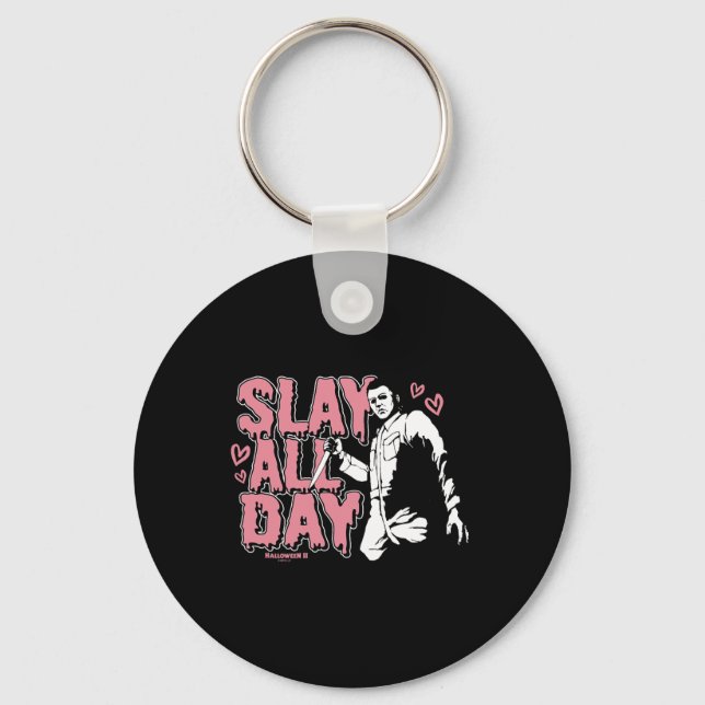 Halloween 2 Valentine's Day Michael Myers Slay All Keychain (Front)