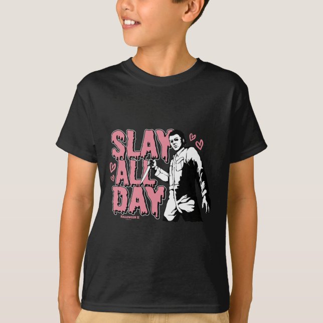 Halloween 2 Valentine's Day Michael Myers Slay All T-Shirt (Front)