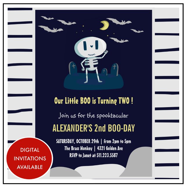 Halloween 2e anniversaire invitation livre spookta (halloween-2nd-birthday-invitations-little-boo-spooktacular-1)
