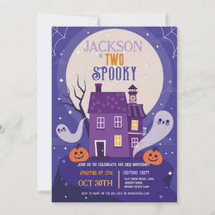 Halloween 2nd Ghosts Two Blue House Party Haunted Invitation
