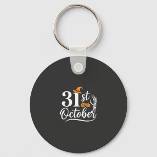 Halloween 31st October Pumpkin Witch Hat Design_1 Keychain