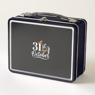 Halloween 31st October Pumpkin Witch Hat Design_1 Metal Lunch Box