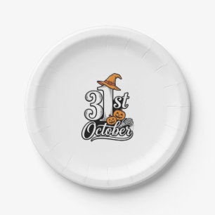 Halloween 31st October Typography Shirt Design_1 Paper Plate