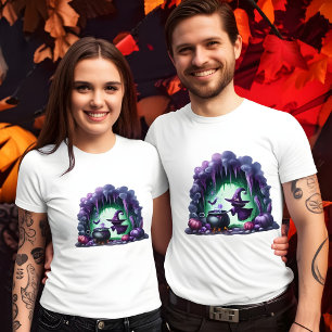 Halloween 3d Witch In Her Cave Design T-Shirt