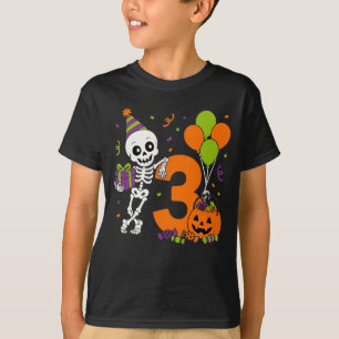 Halloween 3rd Birthday 3 Years Old Skeleton T-Shirt