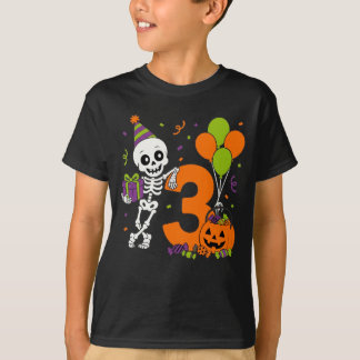 Halloween 3rd Birthday 3 Years Old Skeleton  T-Shirt