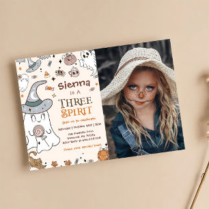 Halloween 3rd Birthday Three Spirit Invitations
