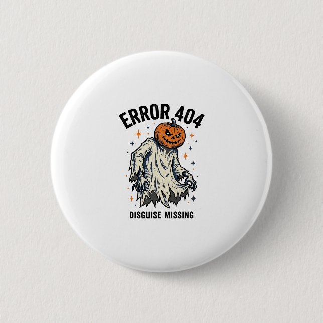 Halloween 404 Costume Pumpkin Ghost Error Design_1 2 Inch Round Button (Front)