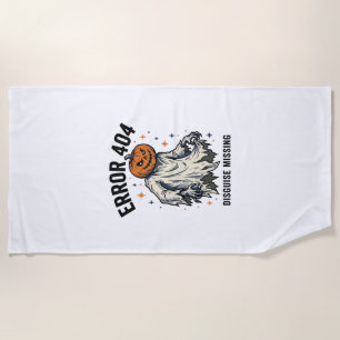 Halloween 404 Costume Pumpkin Ghost Error Design_1 Beach Towel