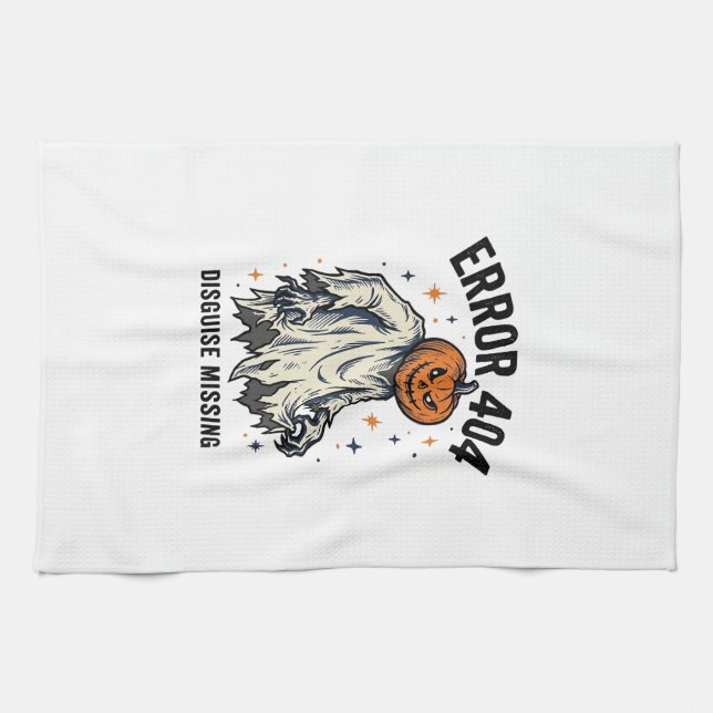 Halloween 404 Costume Pumpkin Ghost Error Design_1 Kitchen Towel (Horizontal)