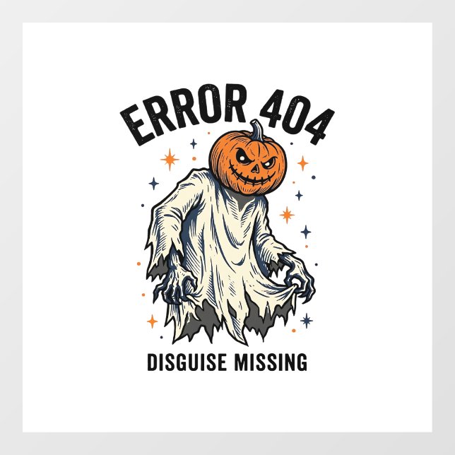 Halloween 404 Costume Pumpkin Ghost Error Design_1 Window Cling (Sheet)