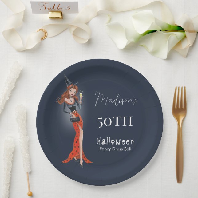 Halloween 50 th Birthday Party Paper Plate (Wedding)