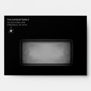 Halloween 5x7 Invite Black White Spider Envelope