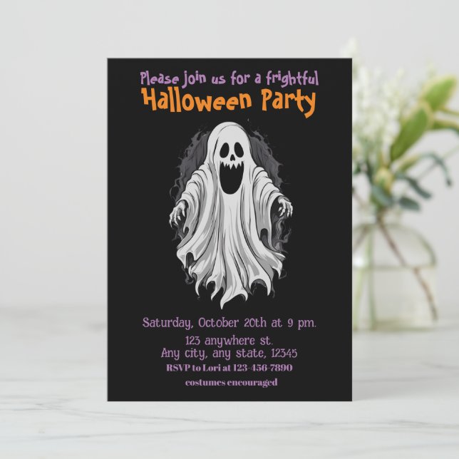 Halloween, 6 spirit, spooky, party invitation, invitation (Standing Front)