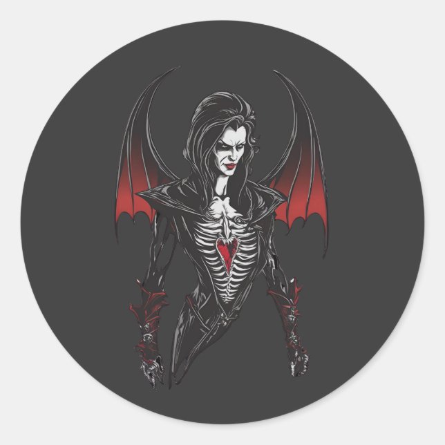 Halloween 6 vampire, scary monster, horror,  classic round sticker (Front)