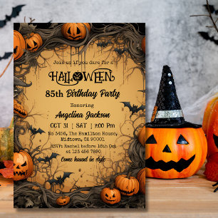 Halloween 85th Birthday Pumpkin Vintage Spooky Invitation