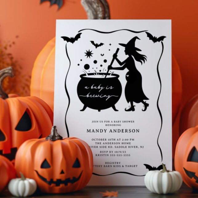 Halloween A Baby is Brewing Baby Shower Invitation (Creator Uploaded)
