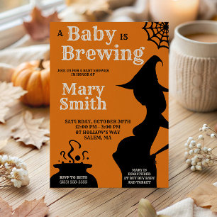 Halloween A Baby is Brewing Baby Shower Invitation