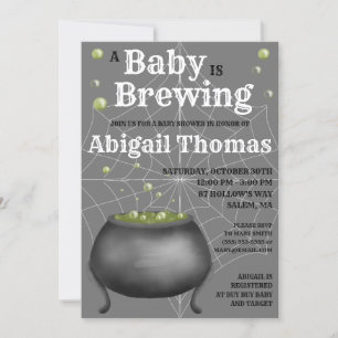 Halloween A Baby is Brewing Baby Shower Invitation