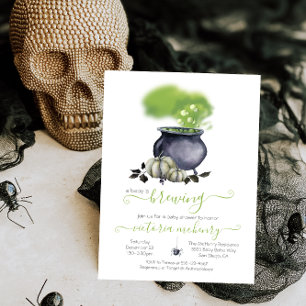 Halloween A Baby is Brewing Cauldron Baby Shower Invitation