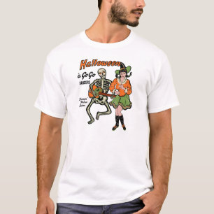 Halloween A Go-Go Dancers Skeleton and Witch T-Shirt