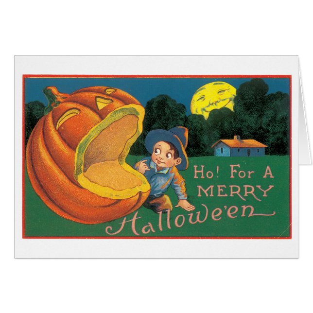 Halloween à l'ancienne, garçon avec Jack-o-lantern (Devant horizontal)
