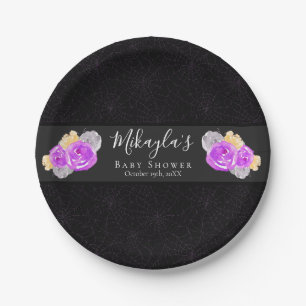Halloween A Little Boo Floral Baby Shower Paper Plate