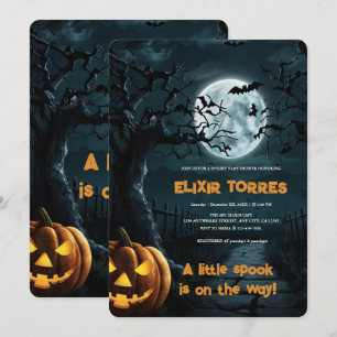 Halloween A Little Spook Pumpkin Baby Shower Invitation