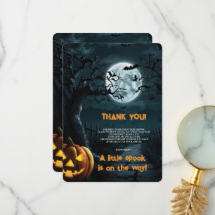 Halloween A Little Spook Pumpkin Baby Shower Thank You Card