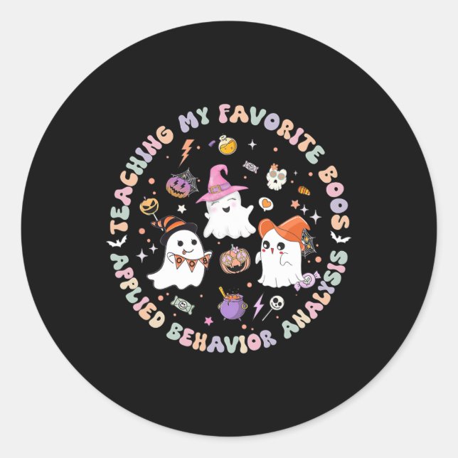 Halloween Aba Bcba Rbt Behaviour Analyst Ghost Neu Classic Round Sticker (Front)