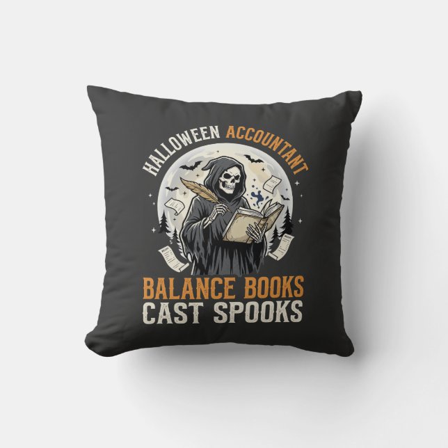 Halloween Accountant After Dark Throw Pillow (Front)