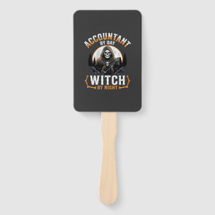 Halloween Accountant by Day Witch by Night Design Hand Fan