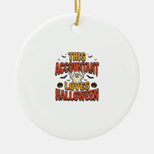 Halloween Accountant Vintage Ghost Shirt Design_1 Ceramic Ornament