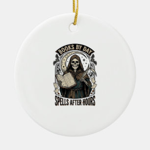 Halloween Accountant Witch Vintage Reaper Design_1 Ceramic Ornament
