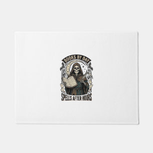 Halloween Accountant Witch Vintage Reaper Design_1 Doormat