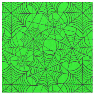 halloween acid green spider web fabric