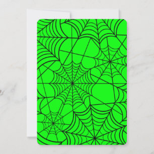 halloween acid green spider web invitation