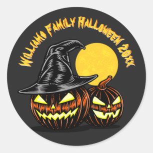 Halloween Add Family Name Year Customize  Classic Round Sticker