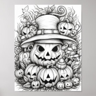 Halloween Adult Coloring Poster