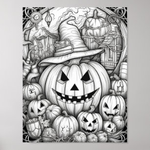 Halloween Adult Colouring Poster