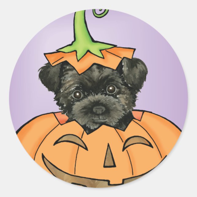 Halloween Affenpinscher Classic Round Sticker (Front)