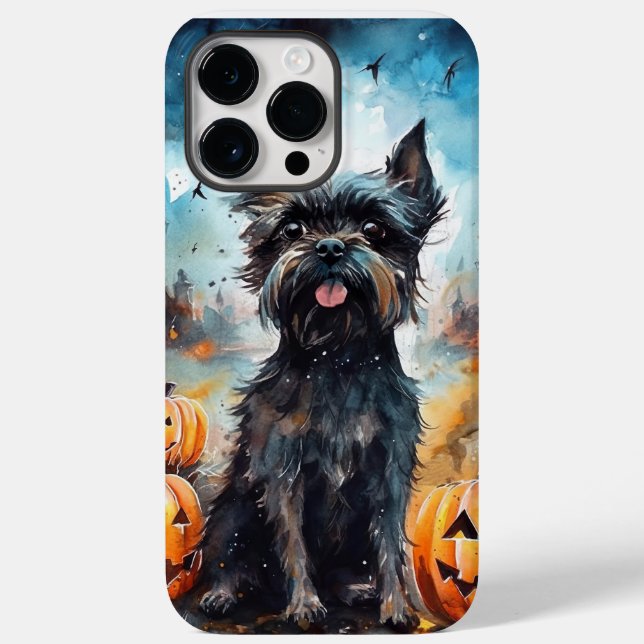 Halloween Affenpinscher With Pumpkins Scary Case-Mate iPhone Case (Back)