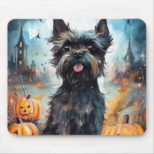 Halloween Affenpinscher With Pumpkins Scary Mouse Pad