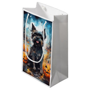 Halloween Affenpinscher With Pumpkins Scary Small Gift Bag