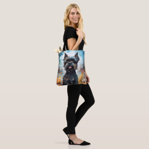 Halloween Affenpinscher With Pumpkins Scary Tote Bag