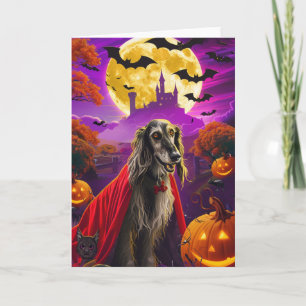 Halloween Afghan Hound Vampire Pumpkins Scary  Card