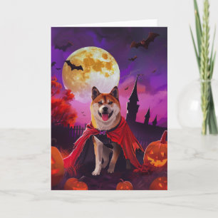 Halloween Akita Vampire Pumpkins Scary  Card