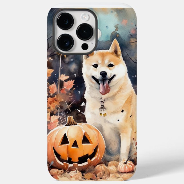Halloween Akita With Pumpkins Scary Case-Mate iPhone Case (Back)