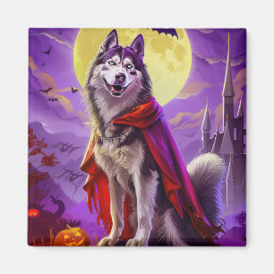 Halloween Alaskan Malamute Vampire Pumpkins Scary Magnet